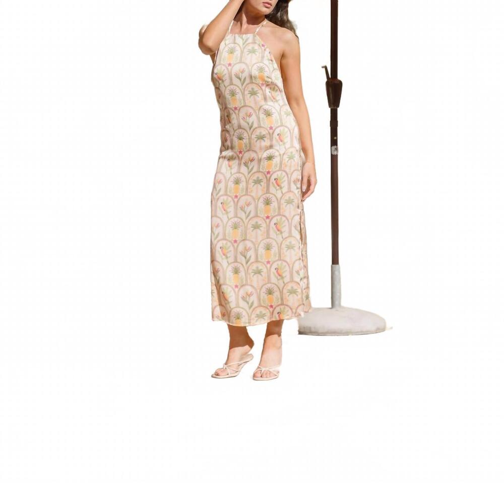 NEW DRESS FORUM sun kissed halter maxi dress in blushed ibiza